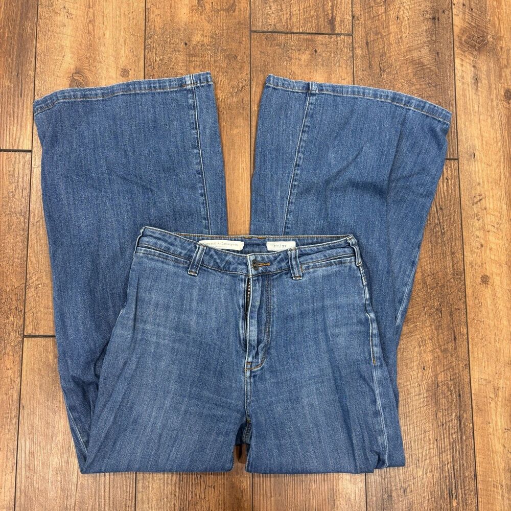 Anthropologie Pilcro High-Rise Wide-Leg Soft Trouser Jeans Size 27 Boho Festival - Picture 2 of 10